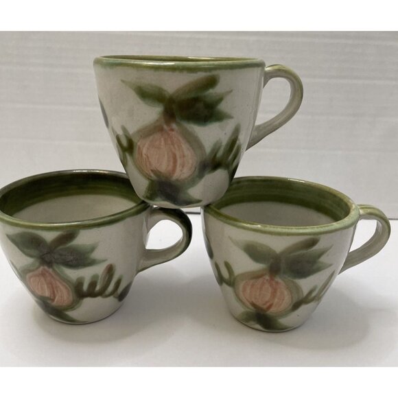 3 Louisville Stoneware John B Taylor Harvest Pear Coffee Mugs Tea Cups - EUC - Picture 1 of 7
